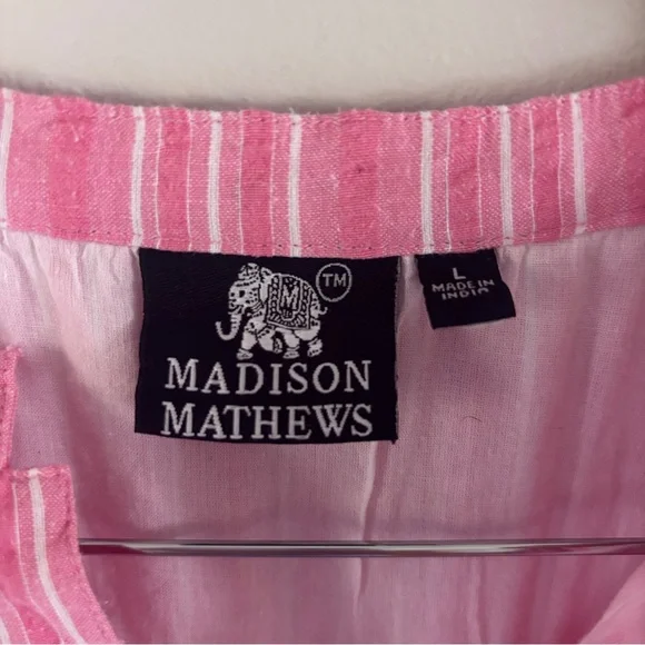 Madison Mathew’s Striped Tiered Pink Cotton Dress - Picture 2 of 4
